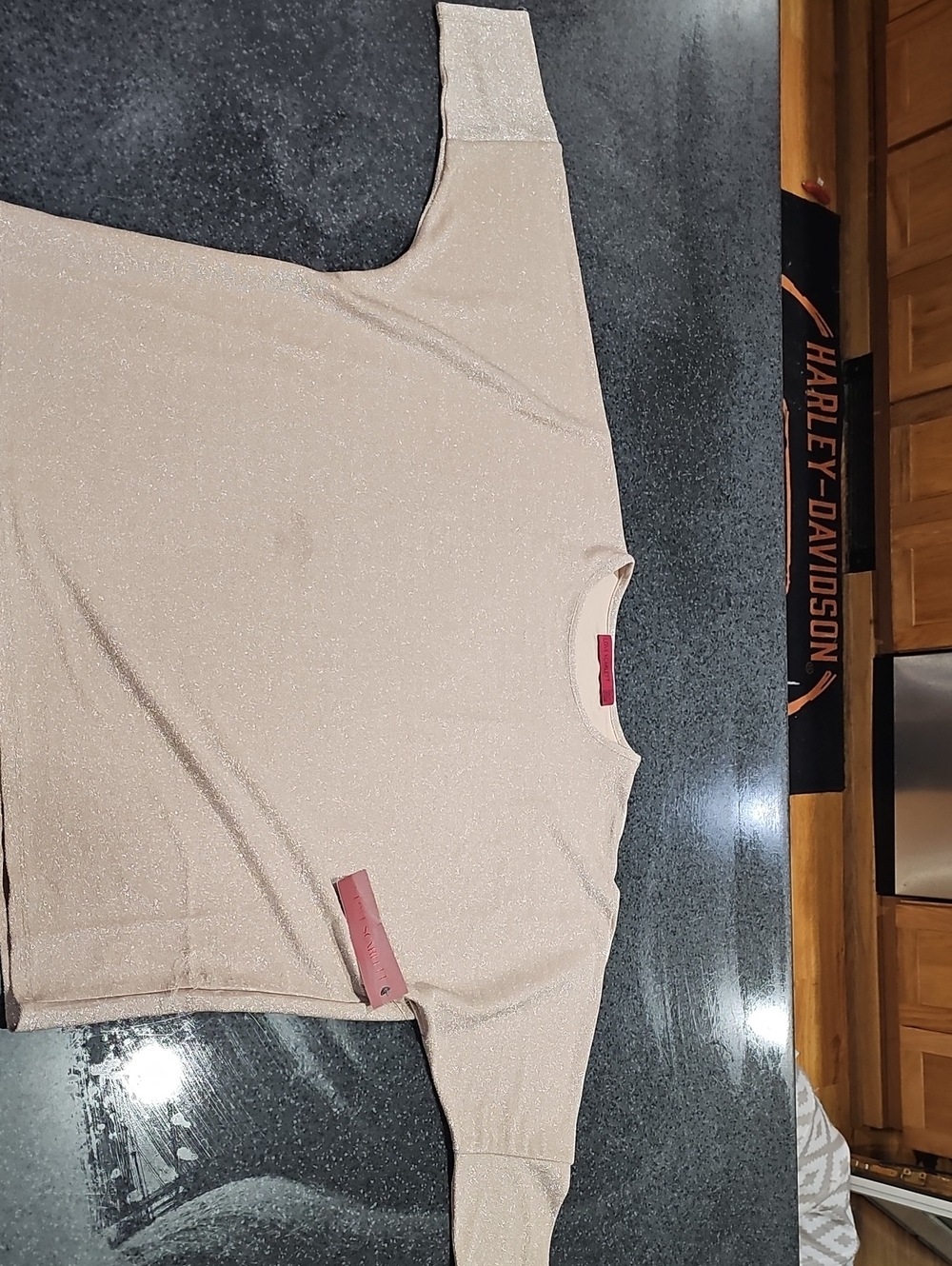 Women's Sparkle Long Sleeve Top - Blush Gold